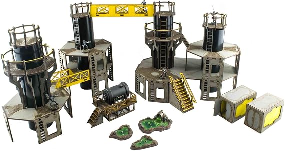 War World Gaming Industry of War Large Refinery Complex Unpainted 28mm Sci-Fi Wargaming Terrain Model Diorama Scenery Battle Tabletop Warfare Destroyed Wargame RPG