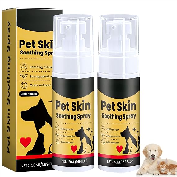 Wanban 2pc Pet Skin Treatment Spray for Dogs and Cats - Nature Soothing Solution for Itchy Skin, Reduces Scratching - Cat Itchy Skin Treatment