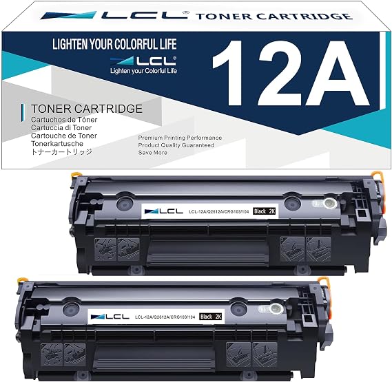 LCL Compatible Toner Cartridge Replacement for HP 12A Q2612A LaserJet 1010 1015 1012 1018 1020 1022 1022n 1022NW 3015 3030 3020 3050 3052 3055 M1005 M1319 M1319F (2-Pack Black)