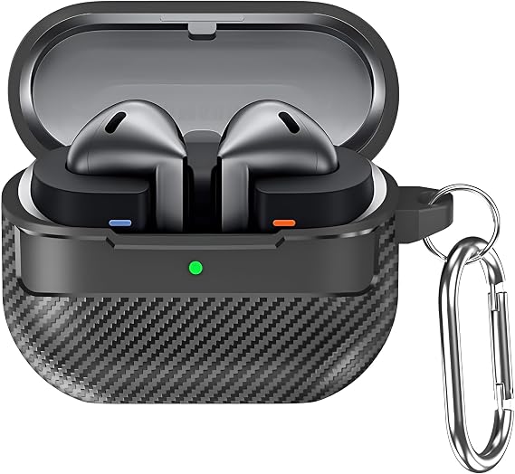 Teknoft Samsung Galaxy Buds 3 Pro, Buds 3 ve Buds 3 FE ile Uyumlu Mat Karbon Fiber Dokulu Darbelere Dayanıklı Premium Silikon Kılıf (Galaxy Buds 3 Pro/3/3 FE)