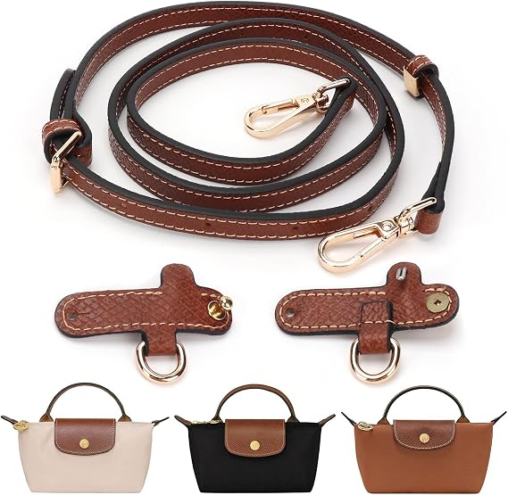 Adjustable Leather Crossbody Strap with Hooks,Shoulder Strap Replacement for Mini Totes,Pouches and Small Bags