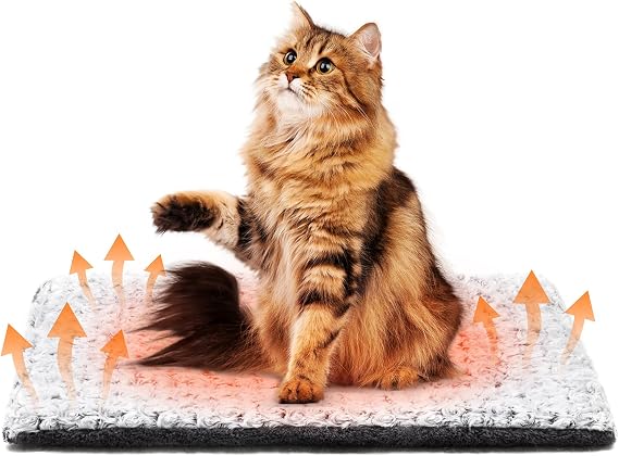 Papettly Self-Heating Blanket Cat Cat Heat Blanket for Cats Heat Pad for Indoor and Outdoor Use Heating Blanket Cats without Electricity Non-Slip Self-Warming Heating Mat Thermal Blanket 60 x 46 cm