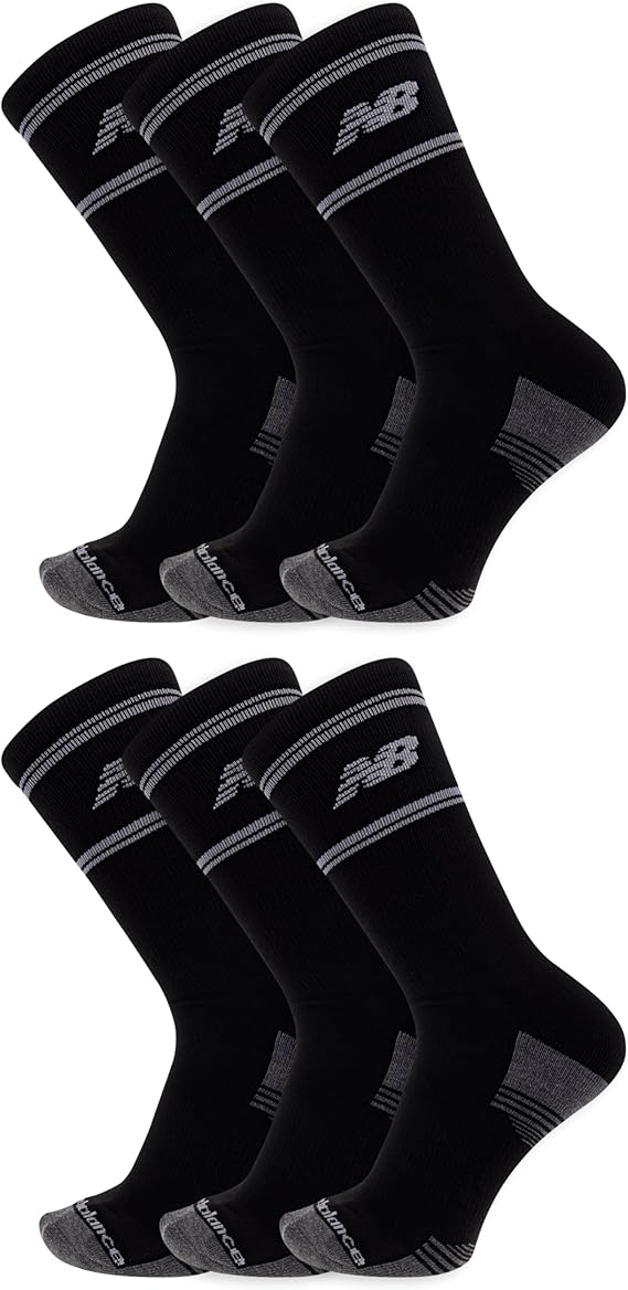 New Balance Unisex Adult Performance Cushioned Crew Socks - 6 & 12 Pairs - Moisture Wicking