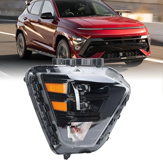 LED Headlight Compatible with Hyundai Kona 2024 2025 Head Lamp Front Light Replace 92102-BE020 (Right Passenger Side)