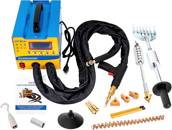 Spot Welder Dent Puller, 110V 7 Models Dent Repair Machine Equipped With a Dent Puller And a Welding Gun 3000W Stud Welder Dent Repair Kit,12 Kinds Welding Dies And Mesons For Car Body Dent Repair