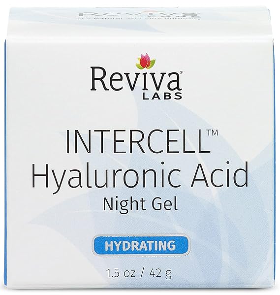 Reviva Labs Hyaluronic Acid Night Face Gel, Intercell Moisture Serum, 2 oz | Boosts skin moisture, overnight hydration, plumps & smooths, hyaluronic gel for face, all skin types