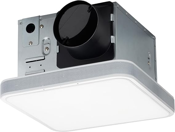 Homewerks 7148-01-AX Smart Bathroom Fan with Alexa Voice Assistant Color Changing LED Light and Bluetooth Speakers 110 CFM 1.5 Sones