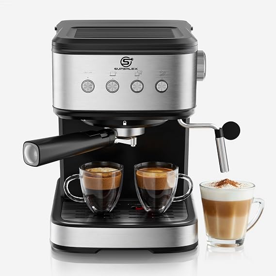 Espresso Machine Coffee Maker with Milk Frother – Automatic Bean to Cup Coffee Machine, Stainless Steel, 15 Bar for Cappuccino Latte Macchiato Barista Style Drinks, 1.5L Water Tank