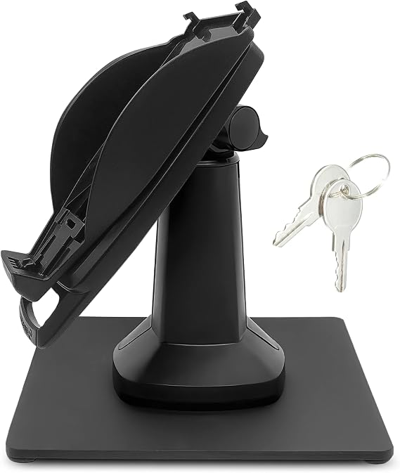 ENS Tailwind Verifone Vx520 EMV CTLS 7" Latch and Key Lock Flexipole Plus Pole Mount Terminal Stand with Square Freestanding Mobility Base Plate, Black