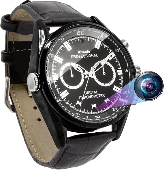 Takumi Brand TK-WAT-30 Wristwatch Camera 1080p / 32GB Built-in Small Camera Voice Recorder Infrared Night Vision/Motion Detection Noir