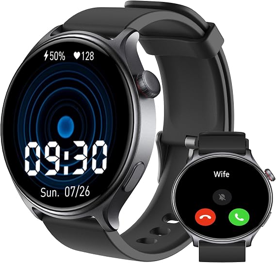 YMS Smart Watch for Women Android - 2025 Best Waterproof Men Fitness Watches (Answer/Make Calls),Heart Rate,Sleep,Pressure,Steps Monitor,Compatible with Android & iOS,100+ Sports Trackers (Black)