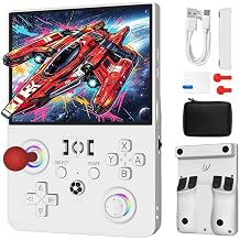 BuLuHAHA R36MAX2 Retro Handheld Game Console, 4.5 Inch IPS HD Screen Portable Gaming Console with 64TF Card, Detachable Joystick, 4000mAh Battery, Travel Entertainment Gift(R36MAX-2 White)