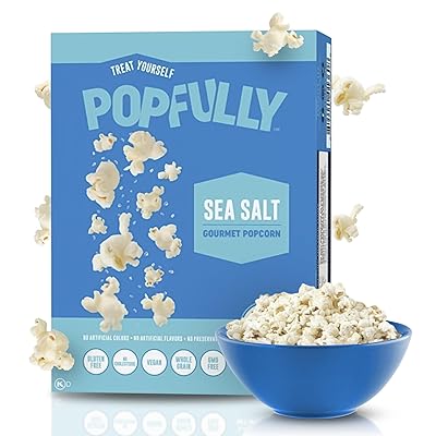 POPFULLY Sea Salt Popcorn Fully Pops, Sharing Bags, Simple Flavor, Big Pop, Micro Popcorn Bags, 3-Pack