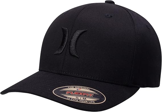 Hurley Mens Textured Fitted Baseball Cap, Moisture Wicking, Curved Brim