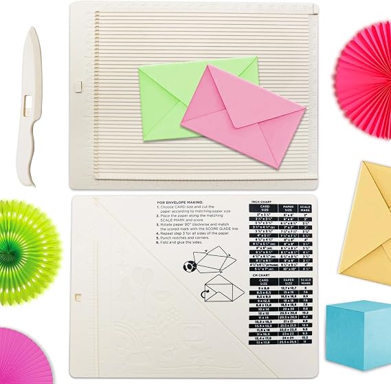 HKKYO Scoring Board | Paper Scoring Tool | Envelope Gift Box Origami Making | Multi-Purpose Score Board for Paper Crafts | Mini Scoreboard for Card Making | Small Envelope Maker