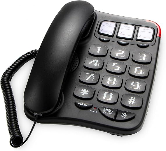 Large Button Corded Phone for Seniors - Photo Speed Dial, Volume Control, Speakerphone, Extra-Long Cord, Flash Alert, Easy-to-Use Desk Telephone,Suitable for Multiple scenarios