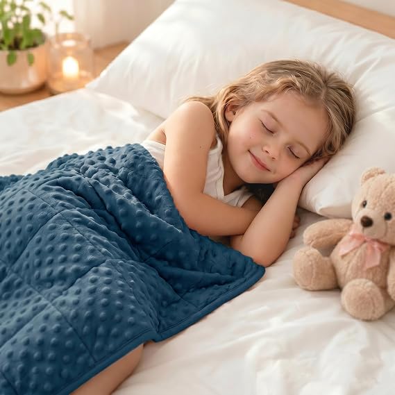 Huloo Sleep Weighted Lap Pad 2lbs,Soft Weighted Blanket for Adults Kids Portable Travel,Heavy Blanket with Premium Glass Beads(Navy Blue)