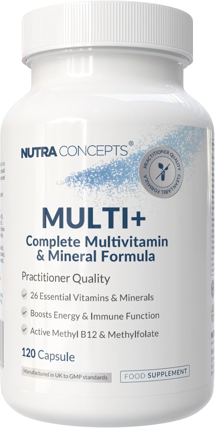 Multi+ Multivitamin Capsules For Men & Women - 26 Essential Vitamins & Minerals - 120 Vegan Capsule - Active Methyl, B12 & Methylfolate - Energy, Immune & Metabolism Support - Made in UK