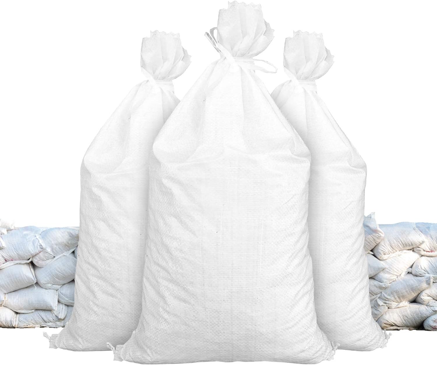 Sandbags for Flooding - Size: 18" x 30" - Color: White - Sand Bag - Flood Water Barrier - Water Curb - Tent Sandbags - Store Bags by Sandbaggy (50 Bags)