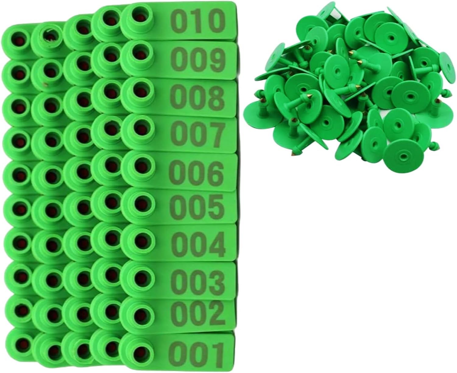 Sheep Ear Tags 100pcs 001-1000 Numbered Cow Tags Animal Ear Tag Animal Identification Ear Tags Livestock Ear Tags Plastic Ear Tags for Livestock Green 101-200