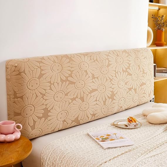 Bed Headboard Covers Slipcover For Single/King/Double All-inclusive Bed Backrest Stretch Furniture Protective Dustproof Cover Quilted Washable(150cm (suitable for 140-170cm headboard),Khaki)
