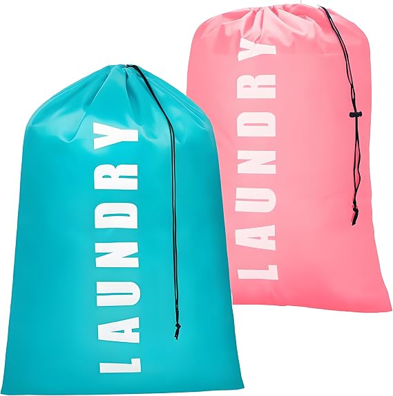2 Pack Large Laundry Bags,24"" x 36"" Portable Travel Laundry Bag with Drawstring Cord,Travels Laundry Bags for Dirty