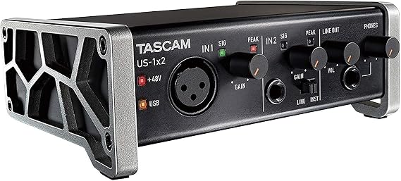 Tascam US-1x2 USB Audio/MIDI Interface with Microphone Preamps and iOS Compatibility
