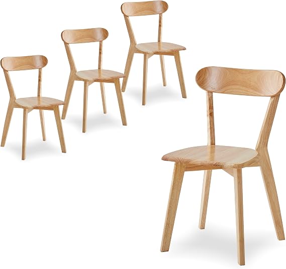 Solid Wood Dining Chairs Wooden Kitchen Chairs with Solid Frame and Legs (Burlywood Louis Set of 4)