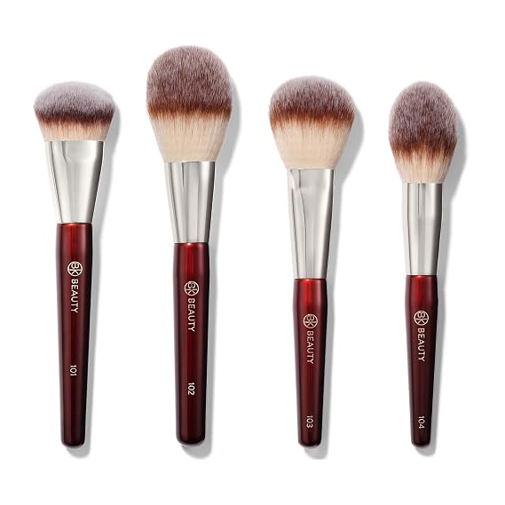 BK BEAUTY Essentials Face Brush Set, 4 Vegan Cruelty-Free Brushes