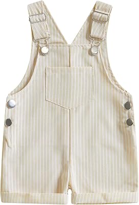 Toddler Boys Striped Shortall Suspender Jumpsuit Sleeveless Rompers Infant Baby Stripe Print Short Overalls