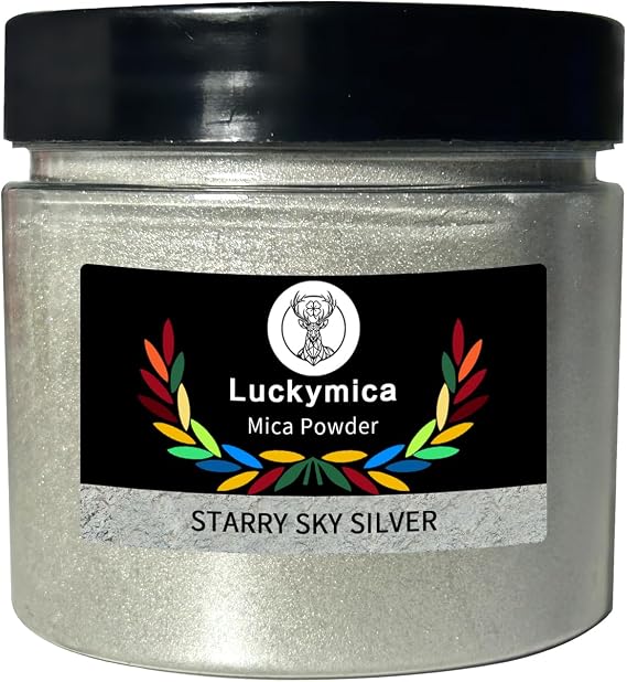 Mica Powder, Premium Pearlescent Pigment Powder for Epoxy Resin, Art, Dye, Nail Polish, Paint, Candle Making, Soap Making, Bath Bombs, DIY Cosmetics - Starry Sky Silver(50g / 1.76oz)