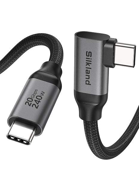 Silkland USB C Monitor Cable Right Angle 6.6FT, 8K@30Hz 5K/4K@60Hz Display
