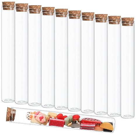 11 Pcs 40ml Glass Test Tubes with cork lids Assortment