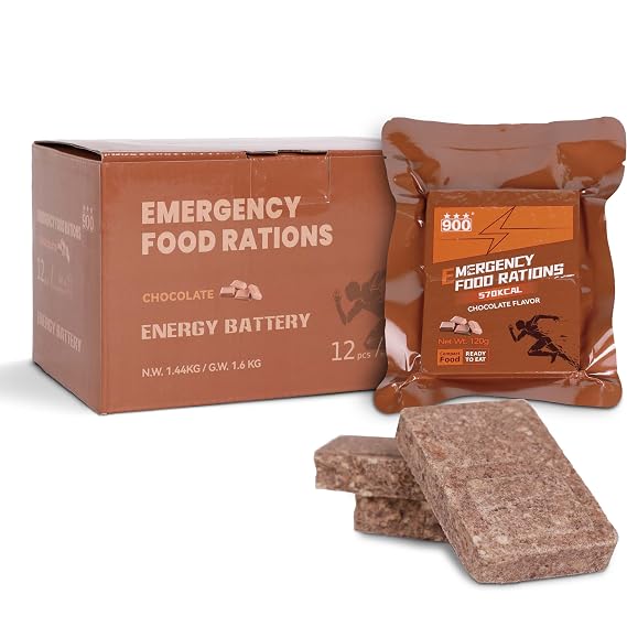 Emergency Food Ration Bars, Survival Food, Chocolate Flavor, 12 Pack
