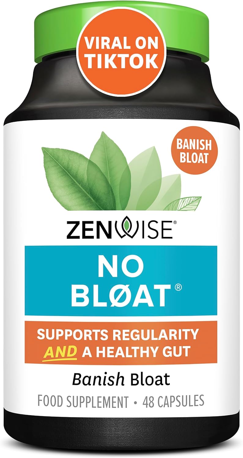 Zenwise Health No Bloat - Probiotics, Digestive Enzymes - Ginger, Dandelion, and Lactase to Improve Digestion (48 Count)