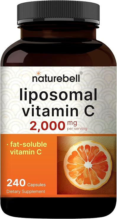NatureBell Liposomal Vitamin C 2,000mg Per Serving, 240 Capsules | High Absorption Fat-Soluble Vitamins Max Strength Antioxidant* Supplement Non-GMO, Gluten Free