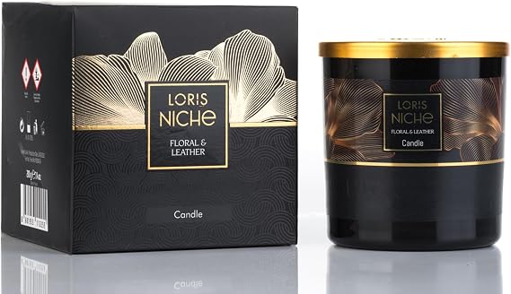 Loris Niche Luxury Scented Candle 7.4oz Soy Wax Aromatherapy up to 75 Hour Burn Time Elegant Glass Jar Long-Lasting Home Fragrance & Gift for Women & Men (Floral Leather)
