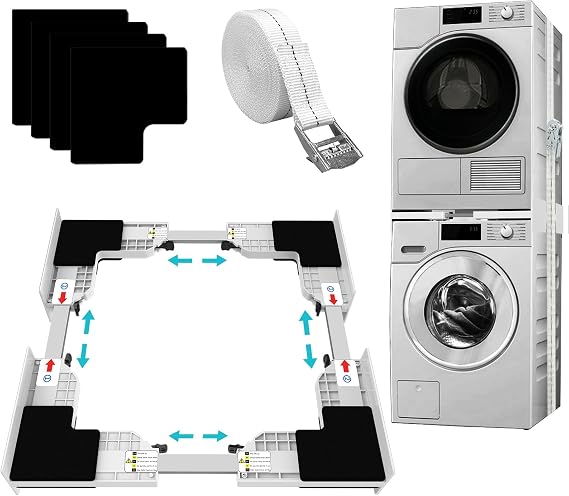HHXRlSE Washer Dryer Stacking Kit: Universal Stacking Kit with Ratchet Strap - Adjustable 21" - 29" Stacking Kit - Save Space in Your Laundry Room