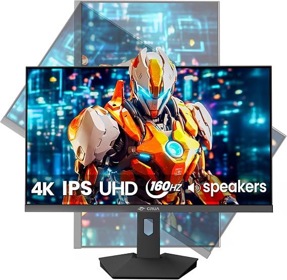 CRUA 27 Inch 4K UHD 160Hz IPS PC Gaming Monitor, Vertical Adjustable Stand