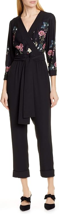 Ted Baker London Black Eleaann Oracle Floral Crop Jumpsuit