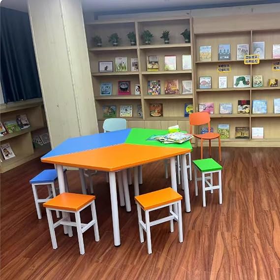 Office Desk Hexagonal Training and Chair Combination, Trapezoidal Tutorial, Group Activity Room, Student Desks, Spliced Conference Table Structure(J)