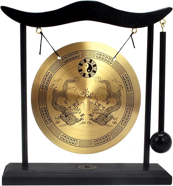 Fengshuibringluck Feng Shui I Ching Zen Gong Desktop Gong Decoration, Gold, 19X5X20cm/7.5x2x8inch (FH1303)