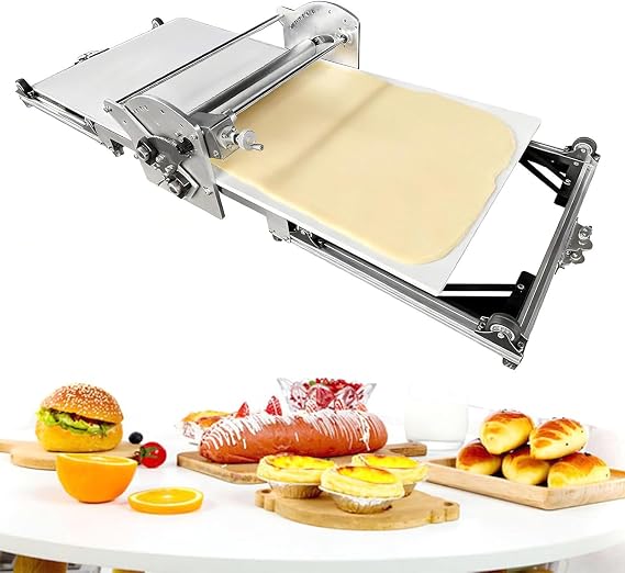 New Model Electric Dough Sheeter,Folding Dough Sheeter,with Sheeter Board & Thickness Adjustable 2-30MM,Baking Pastries and Bread, for Home and Commercial Bakeries