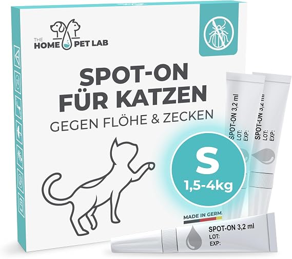 The Home Pet Lab Spot On Tick and Flea Protection for Cats Effective Tick Protection for the Cat 3 Months Long-Term Effect Against Ticks (S: 1.5-4 kg)