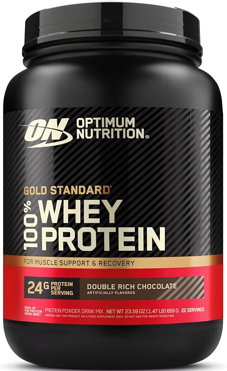 Optimum Nutrition, Gold Standard 100% Whey Protein Powder Double Rich Chocolate, 23.52 Ounce