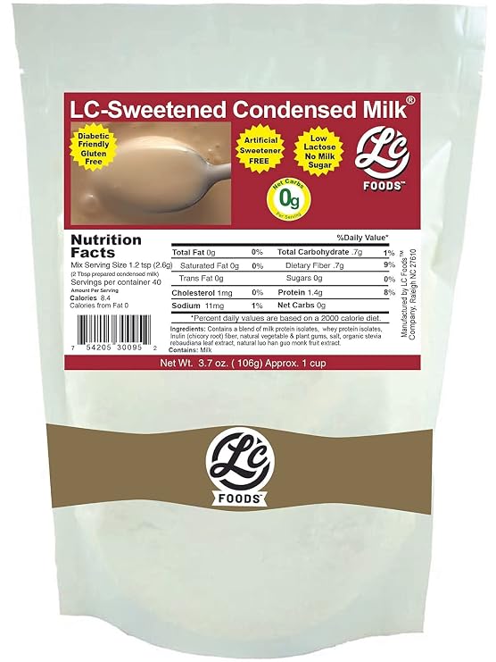 LC Foods Sweetened Condensed Milk Mix | Sugar Free Condensed Milk Powder | Keto | Low Lactose