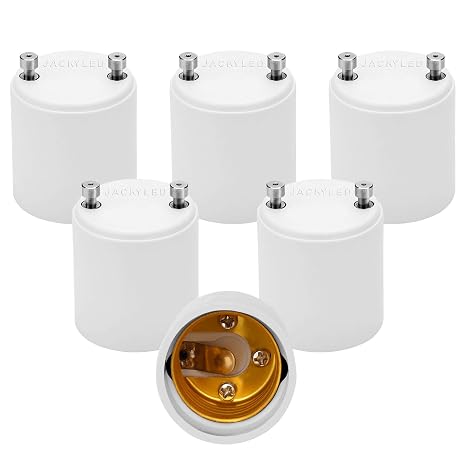 JACKYLED GU24 to E26 Adapter 6-Pack Heat Resistant Up to 392F