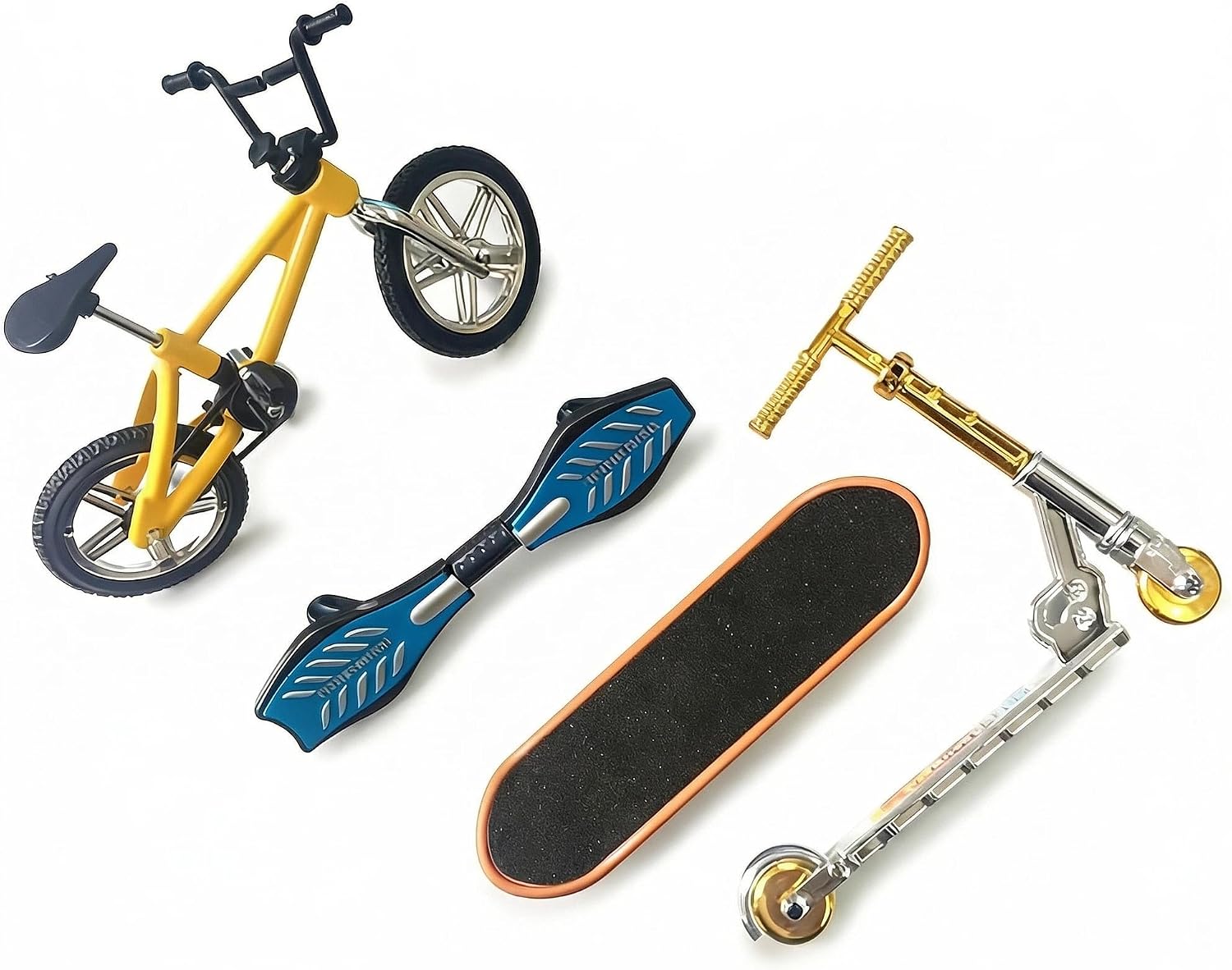 4 Pcs Finger Boards Skateboards Set,Tech Deck Scooter Mini Skateboard,Exercise Finger Coordination Ability & Develop Children's Intelligence,Mini Finger Stress Relieving Toy Bikes for Collectors (1)