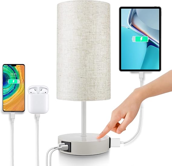 Bedside Lamps Touch Lamp Bedside with USB A+C Charging Ports