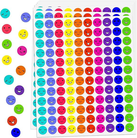 2400 Pcs Happy Smile Face Stickers, Small Happy Face Sticker 10 Colors Style Teacher Reward Stickers for Kids, Mini Incentive Reward Sticker for Kids, Classroom Deco Behavior Chart Tag for Students